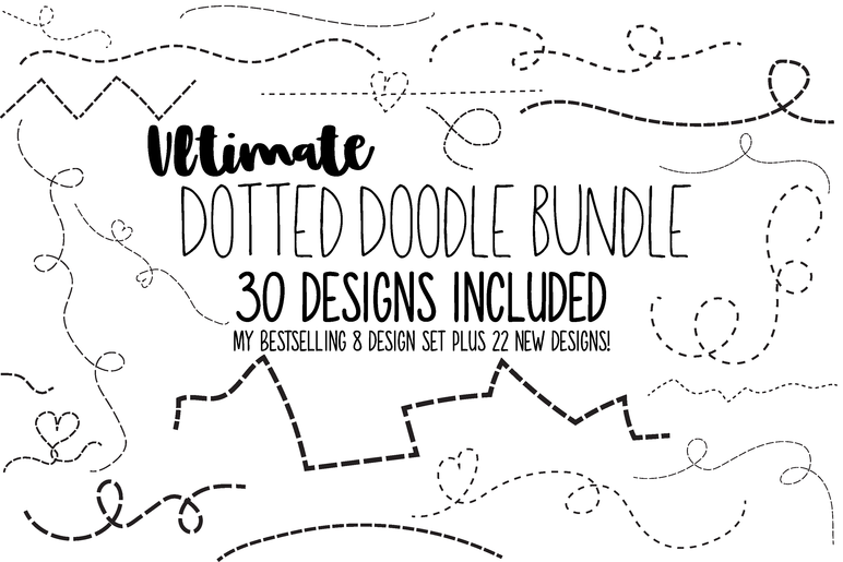 Dotted Doodle Lines Digital Graphic Design Set Cut Files And Clip Art